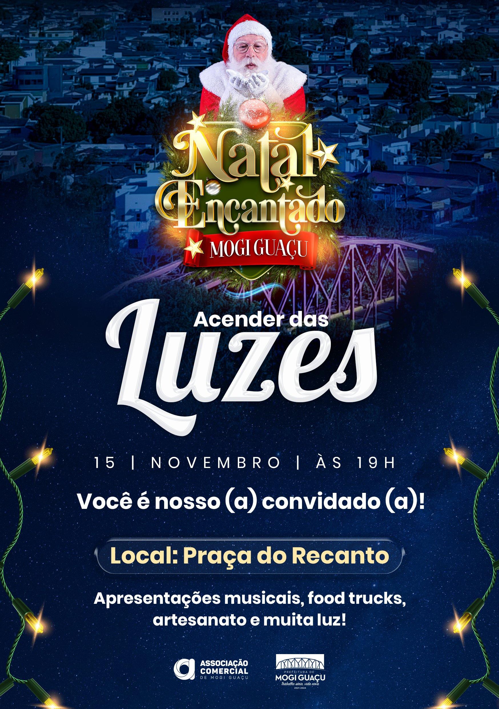 Acender das Luzes acontece no dia 15 de novembro, à noite, na Praça do Recanto