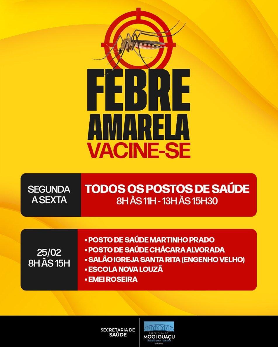 Saúde realiza vacinação contra a febre amarela em todo o município