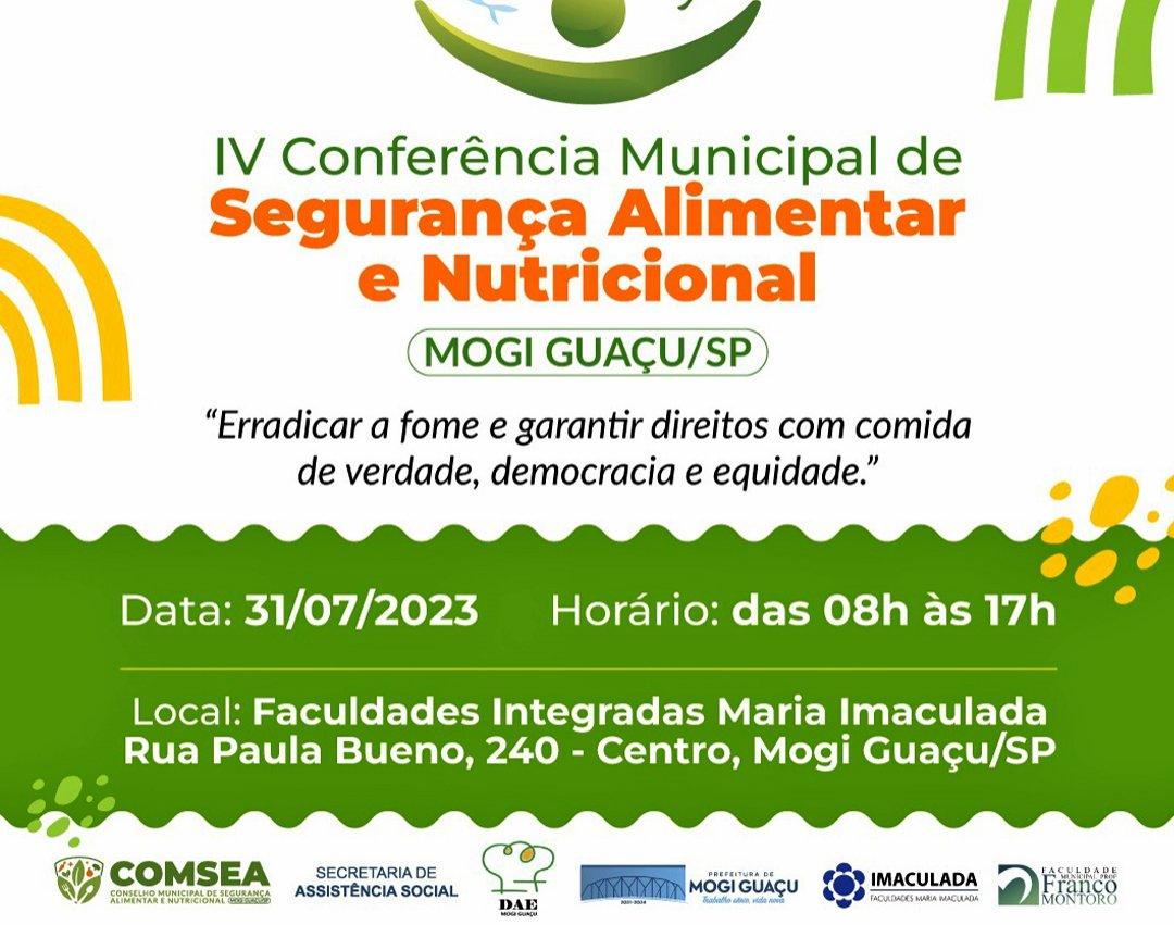 Mogi Guaçu promove a IV Conferência Municipal de Segurança Alimentar e Nutricional no dia 31 de julho