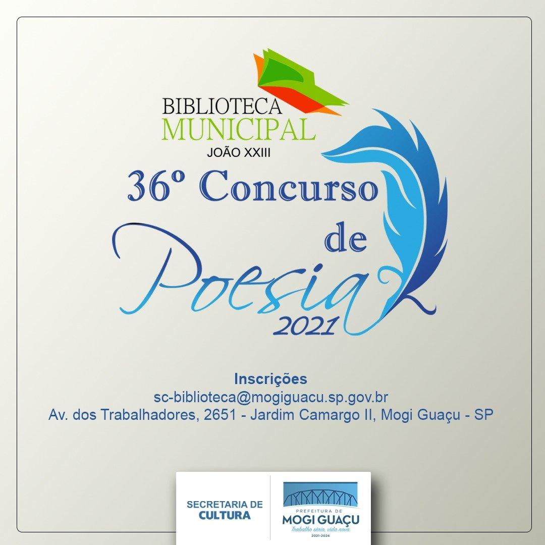 Estão abertas as inscrições para o 36º Concurso de Poesia de Mogi Guaçu