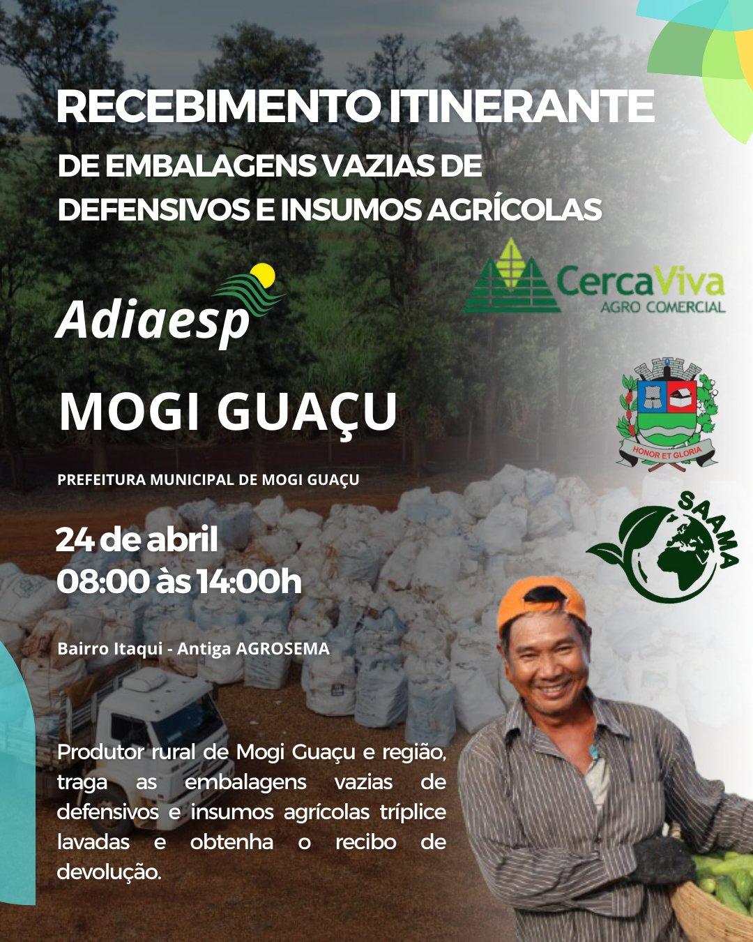 Prefeitura e Adiaesp promovem ação sustentável para coleta de embalagens vazias de defensivos agrícolas