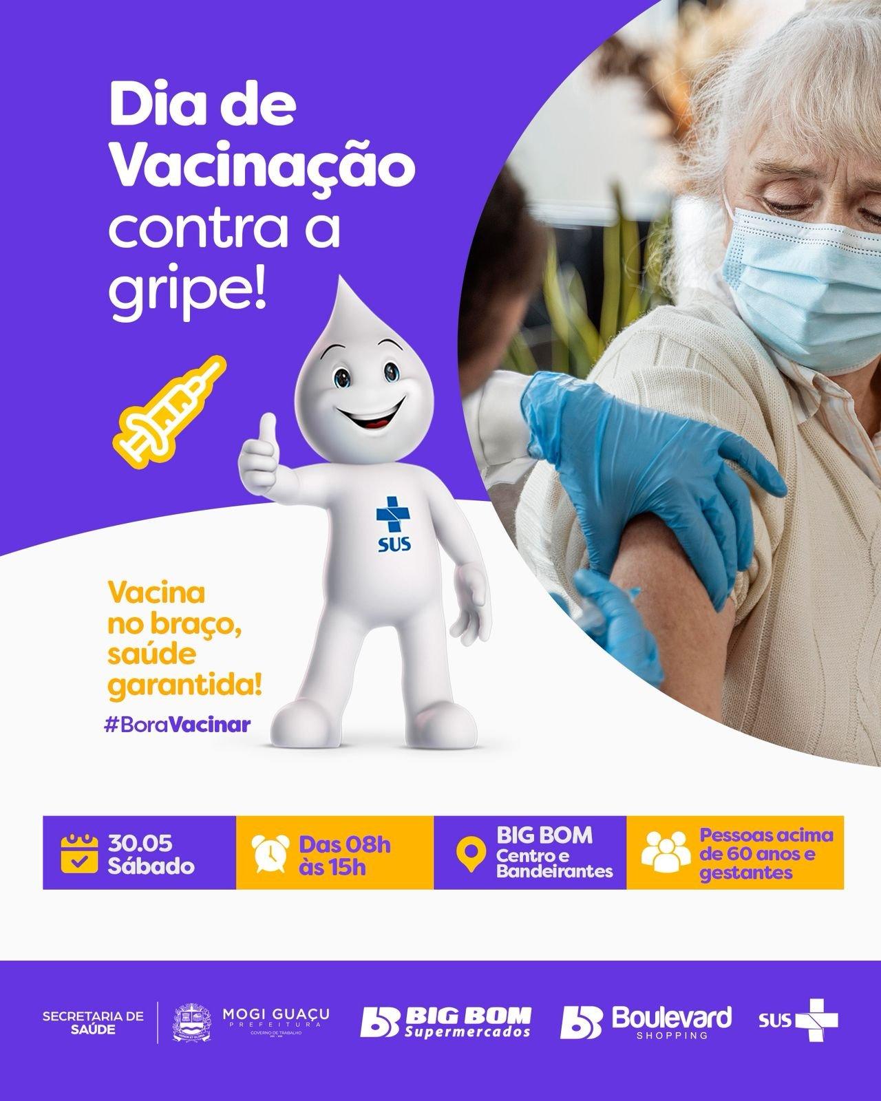 Saúde realiza campanha de vacinação contra a gripe para idosos e gestantes neste sábado