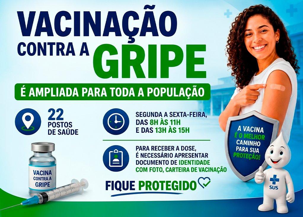 Vacina contra a gripe continua disponível para toda a população nas 22 unidades de saúde do município